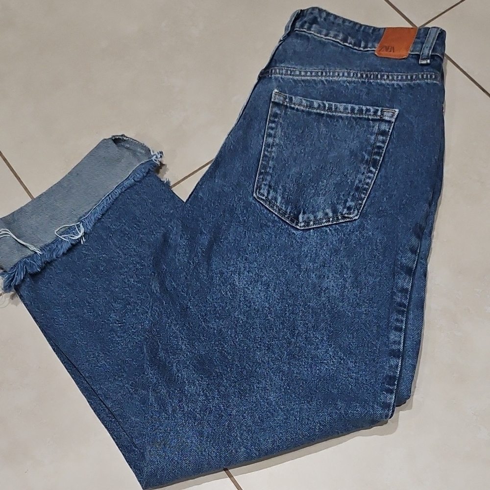 Zara Dark Blue Boyfriend Jeans